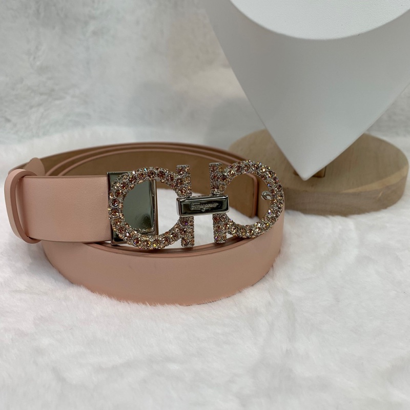Ferragamo 粉鑽扣粉紅腰帶 XA897-0