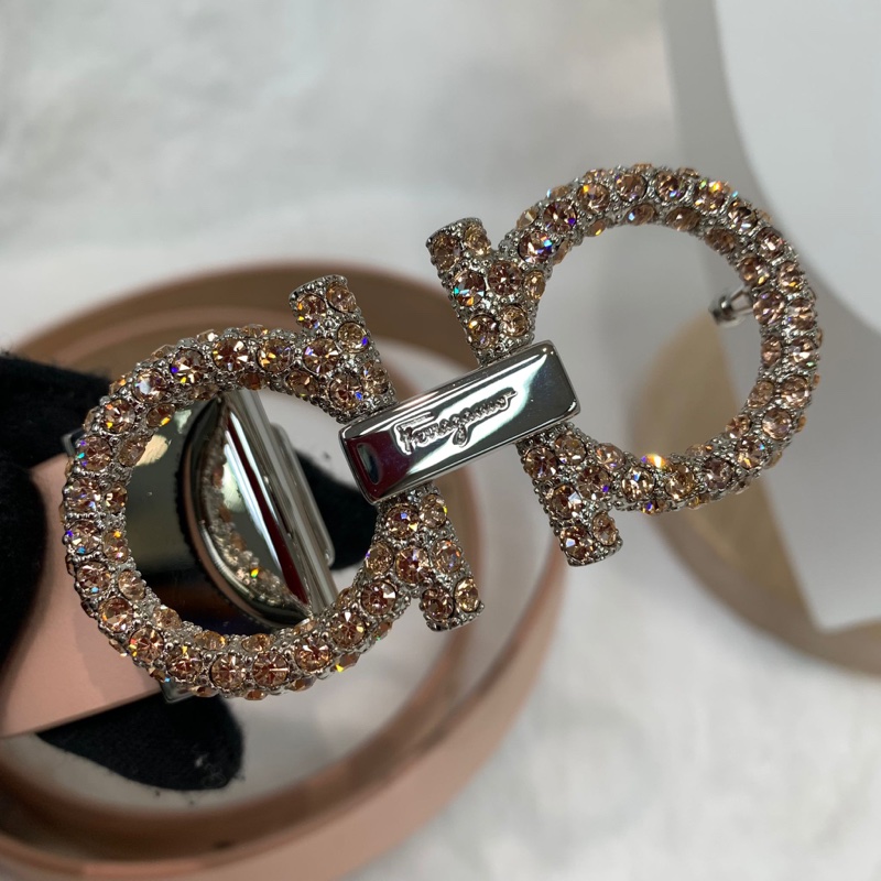 Ferragamo 粉鑽扣粉紅腰帶 XA897-1
