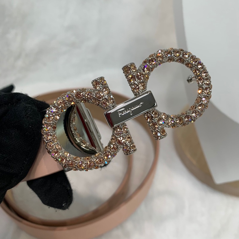 Ferragamo 粉鑽扣粉紅腰帶 XA897-3