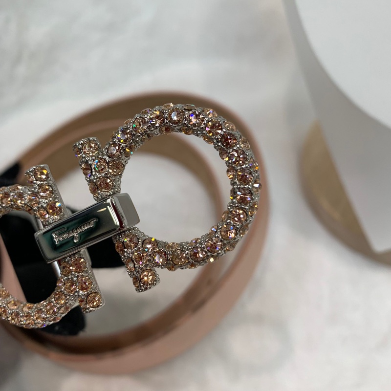 Ferragamo 粉鑽扣粉紅腰帶 XA897-21