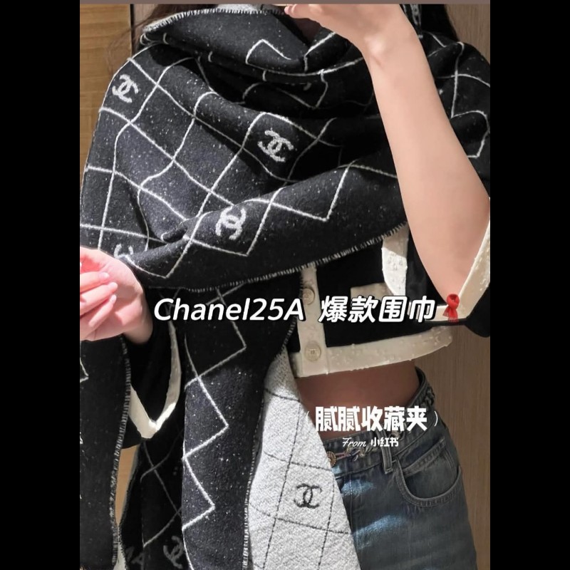 香奈兒 Chanel 爆款 圍巾 披肩 雙面可使用🈶購證正本-4