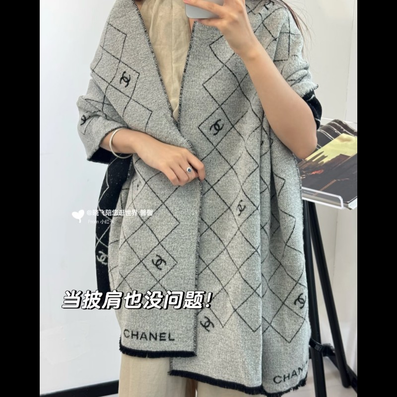 香奈兒 Chanel 爆款 圍巾 披肩 雙面可使用🈶購證正本-5
