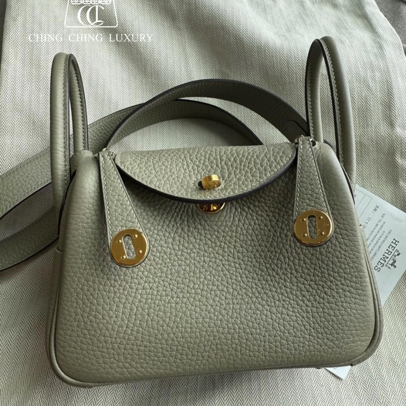 🌈Hermes🧡Mini Lindy一代🧡Q1鼠尾草金扣🌈98.5新🌟有單🌟Stamp B🌟-0