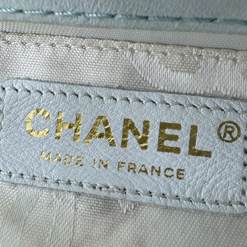 Chanel 2004 Lambskin Light Blue Quilted Chain Top Handle CC Handbag with Gold Hardware-13