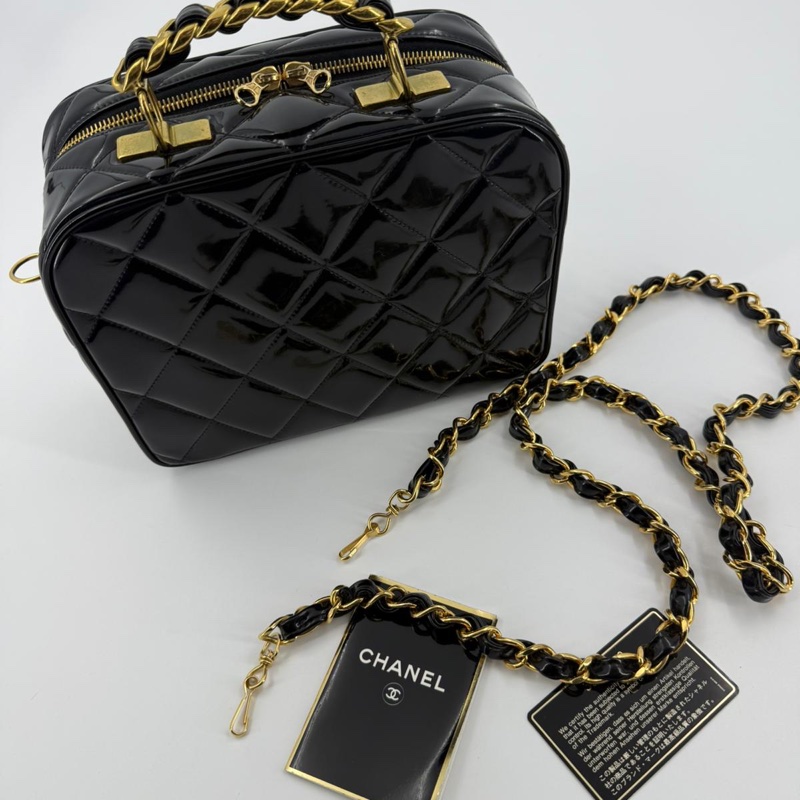Chanel Vintage 94-96 Leather Quilted Black Barbie 2-Way Bag with Gold Hardware-1