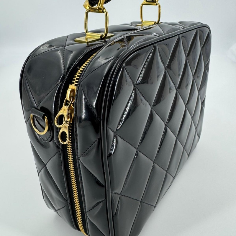 Chanel Vintage 94-96 Leather Quilted Black Barbie 2-Way Bag with Gold Hardware-2