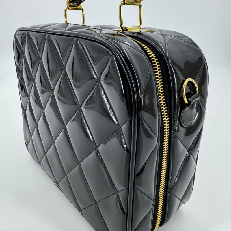 Chanel Vintage 94-96 Leather Quilted Black Barbie 2-Way Bag with Gold Hardware-3