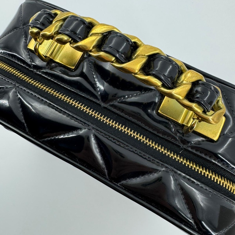 Chanel Vintage 94-96 Leather Quilted Black Barbie 2-Way Bag with Gold Hardware-4