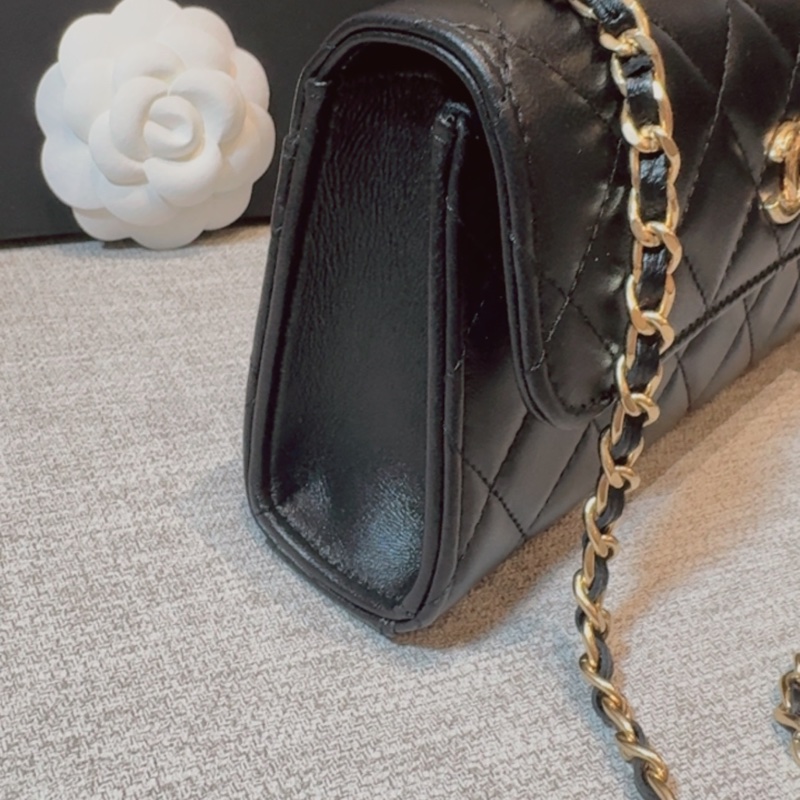 #chanel 香奈兒 woc 字母珍珠手把 黑金 晶片款-3