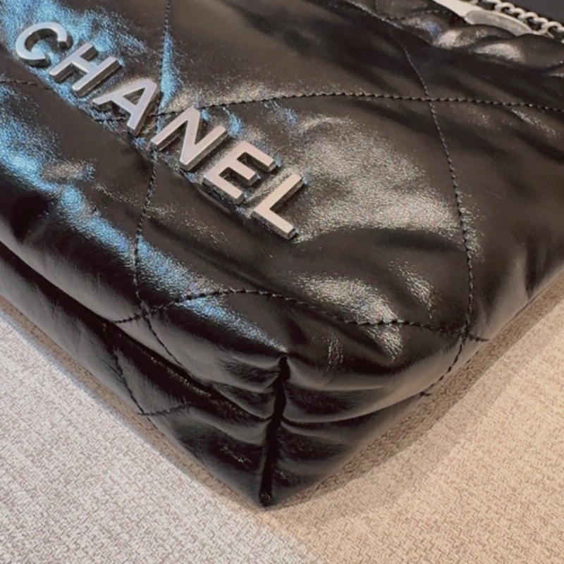 #chanel 香奈兒22bag mini 黑銀 亮面小牛皮-4
