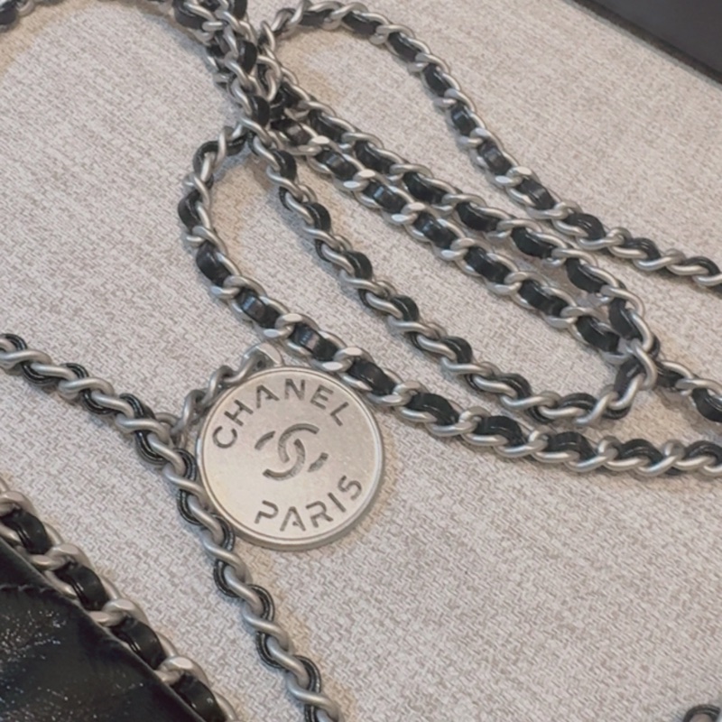 #chanel 香奈兒22bag mini 黑銀 亮面小牛皮-11