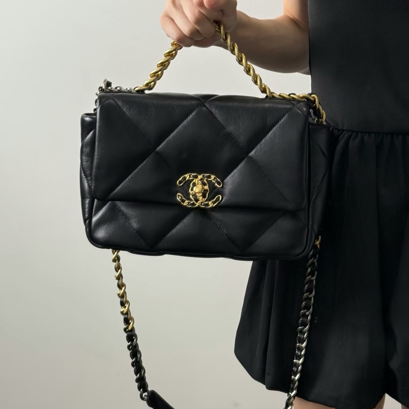 ✨Chanel 19bag小號 黑金羊皮 晶片款 有購證 99新🖤-2