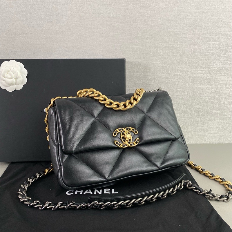 ✨Chanel 19bag小號 黑金羊皮 晶片款 有購證 99新🖤-4