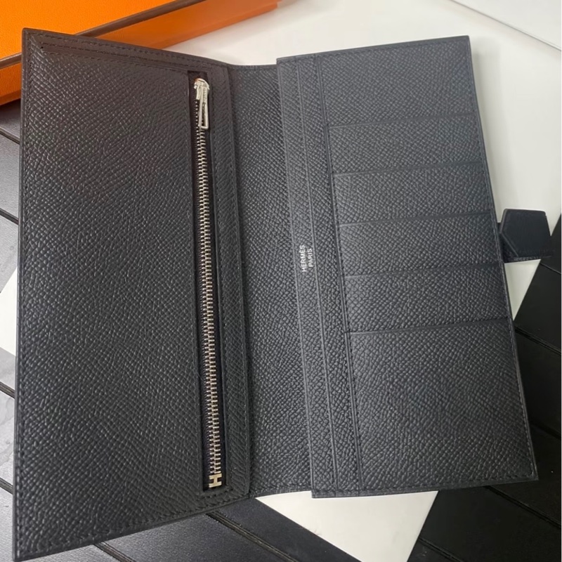 愛馬仕 Hermes Bearn 長夾 錢包 全黑 so black 台灣票 Epsom皮 黑色-3
