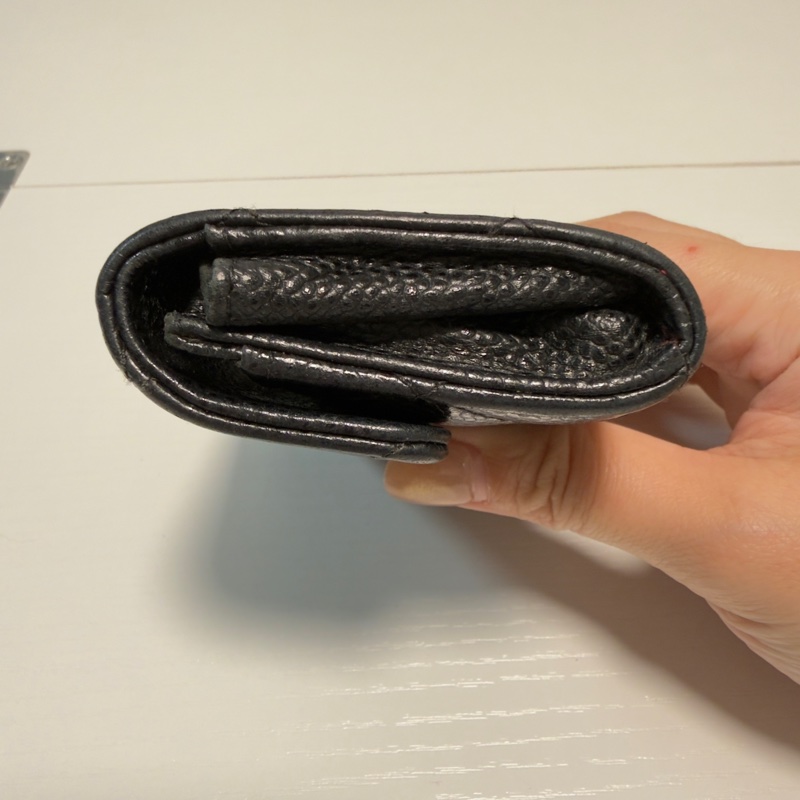 CHANEL 魚子醬皮革 銀色logo 單層卡包-7