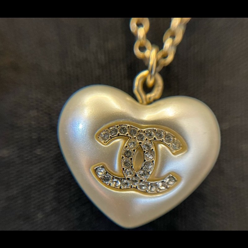Chanel 愛心珍珠項鍊,全新閒置品-0