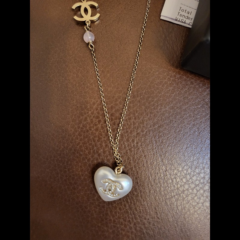 Chanel 愛心珍珠項鍊,全新閒置品-4