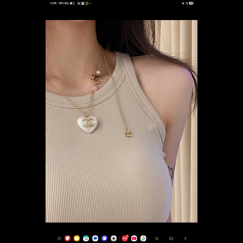 Chanel 愛心珍珠項鍊,全新閒置品-0