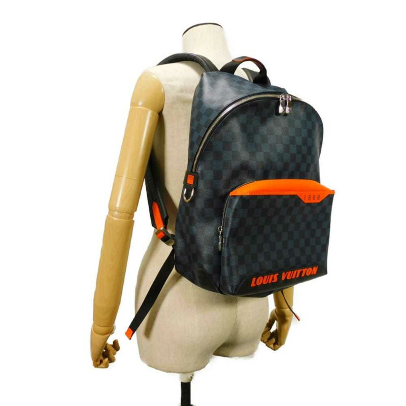 路易威登 Discovery Daypack 雙肩包，海軍藍，19AW Damier Cobalt Lace 迷彩，橙色，N40157，男士包-5