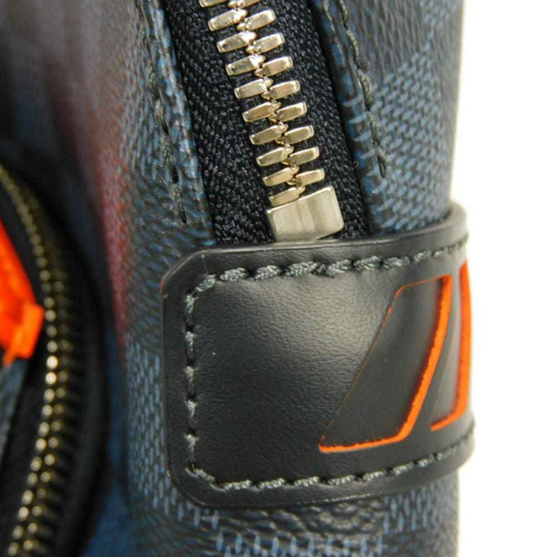 路易威登 Discovery Daypack 雙肩包，海軍藍，19AW Damier Cobalt Lace 迷彩，橙色，N40157，男士包-12