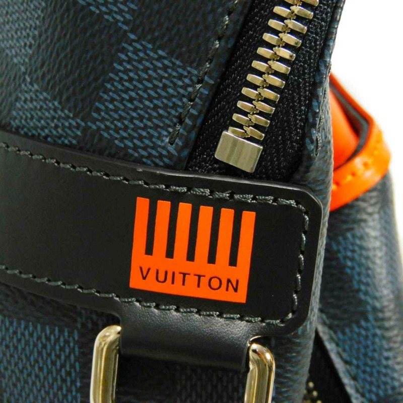 路易威登 Discovery Daypack 雙肩包，海軍藍，19AW Damier Cobalt Lace 迷彩，橙色，N40157，男士包-13