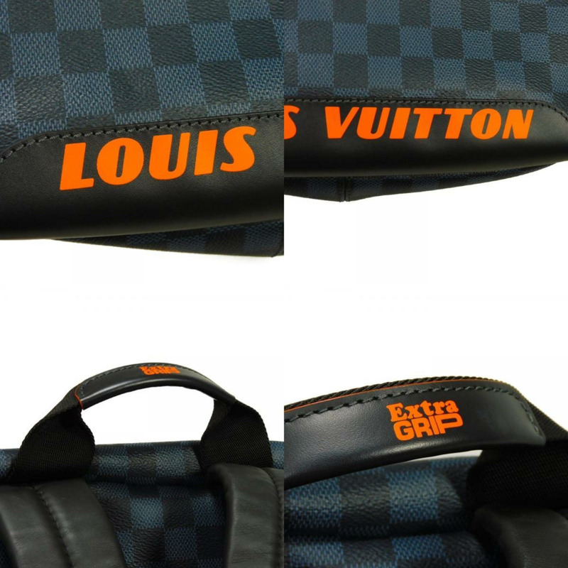 路易威登 Discovery Daypack 雙肩包，海軍藍，19AW Damier Cobalt Lace 迷彩，橙色，N40157，男士包-16