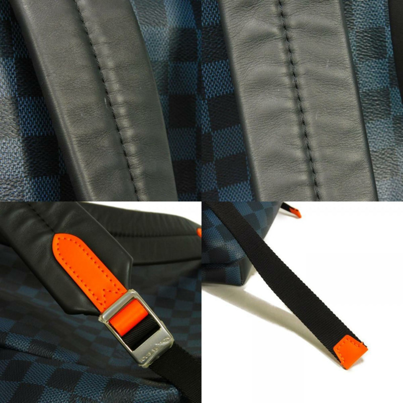 路易威登 Discovery Daypack 雙肩包，海軍藍，19AW Damier Cobalt Lace 迷彩，橙色，N40157，男士包-17