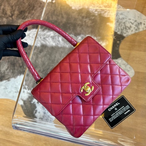 Chanel 香奈兒菱格紋雙C扣手提晚宴包