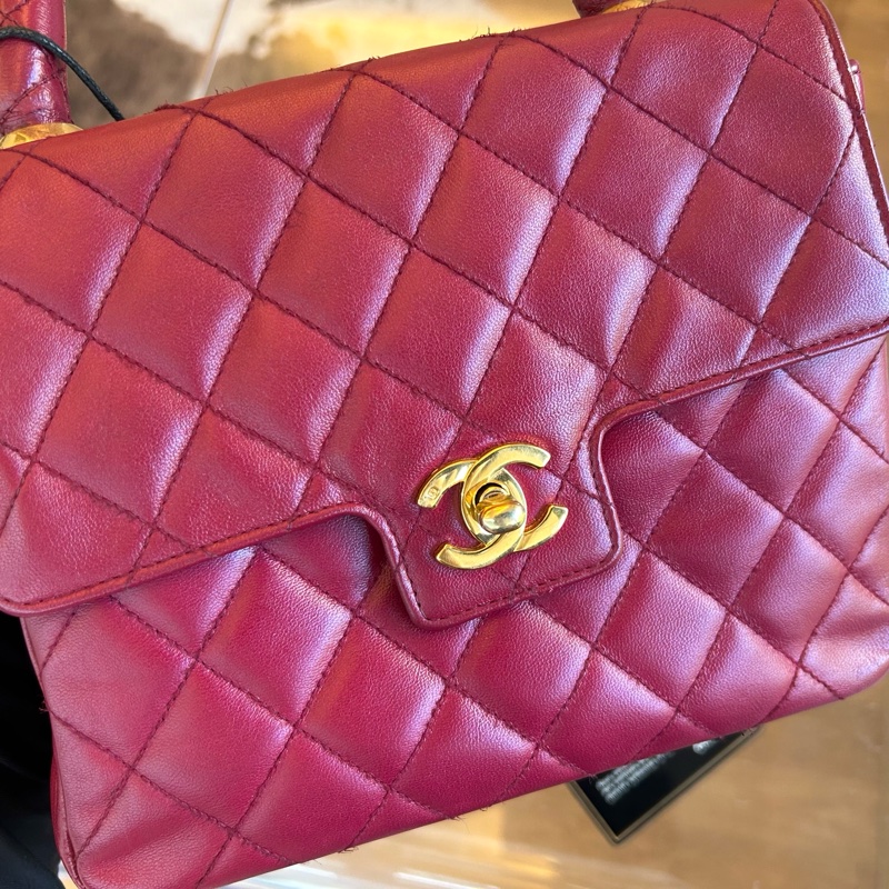 Chanel 香奈兒菱格紋雙C扣手提晚宴包-4