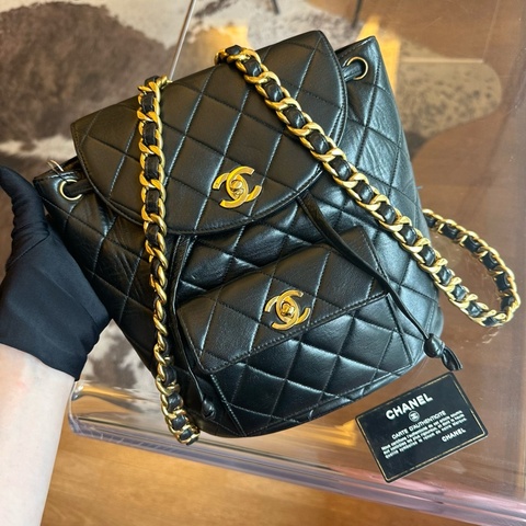 Chanel 香奈兒黑金雙C鏈條包Duma雙肩帶卡