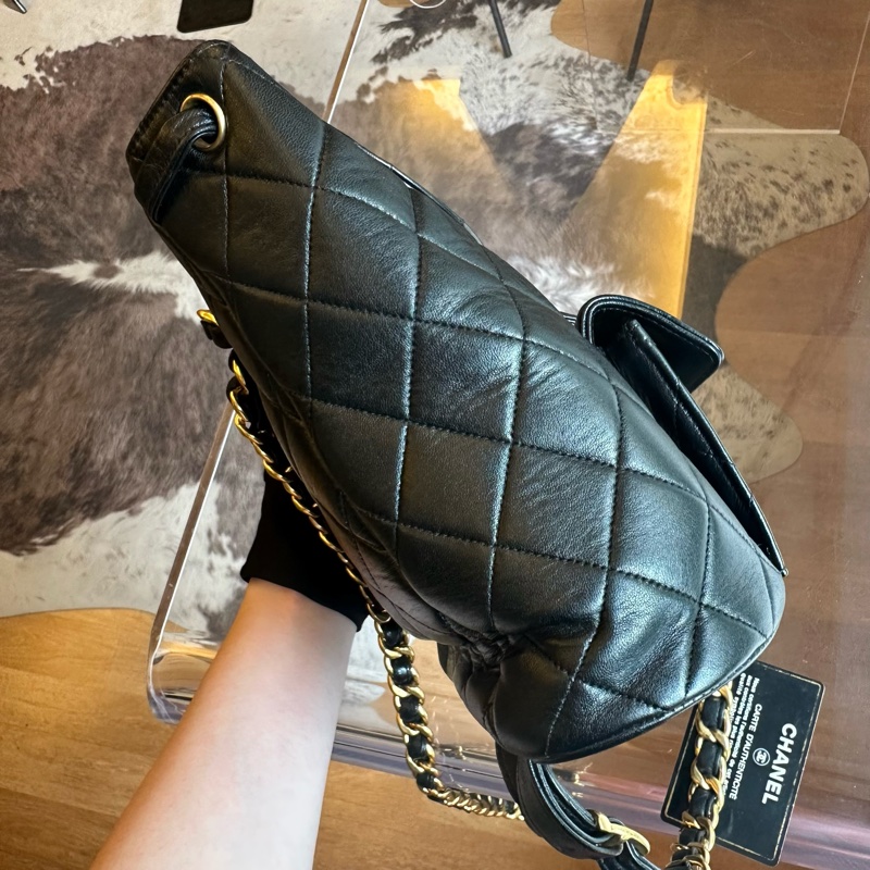 Chanel 香奈兒黑金雙C鏈條包Duma雙肩帶卡-4