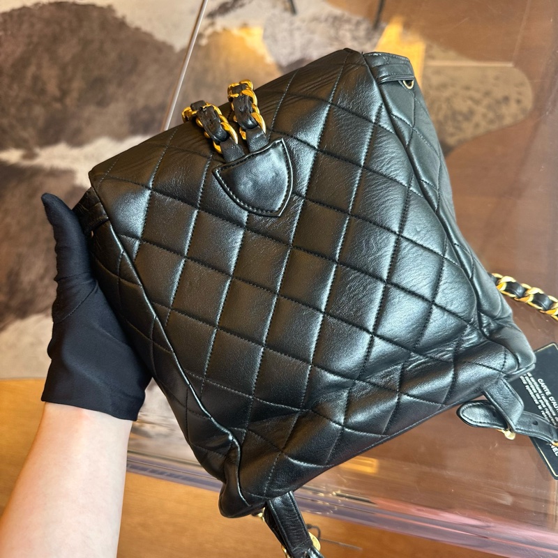 Chanel 香奈兒黑金雙C鏈條包Duma雙肩帶卡-5