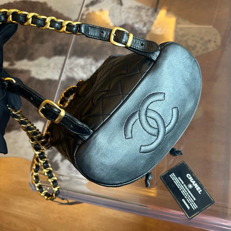 Chanel 香奈兒黑金雙C鏈條包Duma雙肩帶卡-6