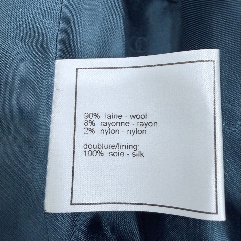 Chanel 孔雀藍 紫 粗呢 方格四口袋 西外 毛呢外套 外套-11