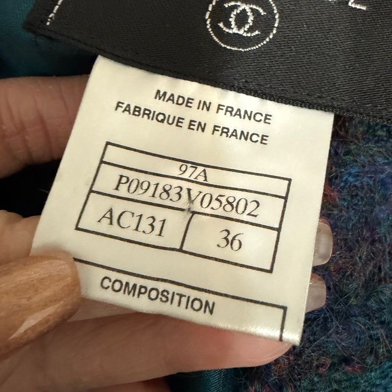 Chanel 孔雀藍 紫 粗呢 方格四口袋 西外 毛呢外套 外套-19