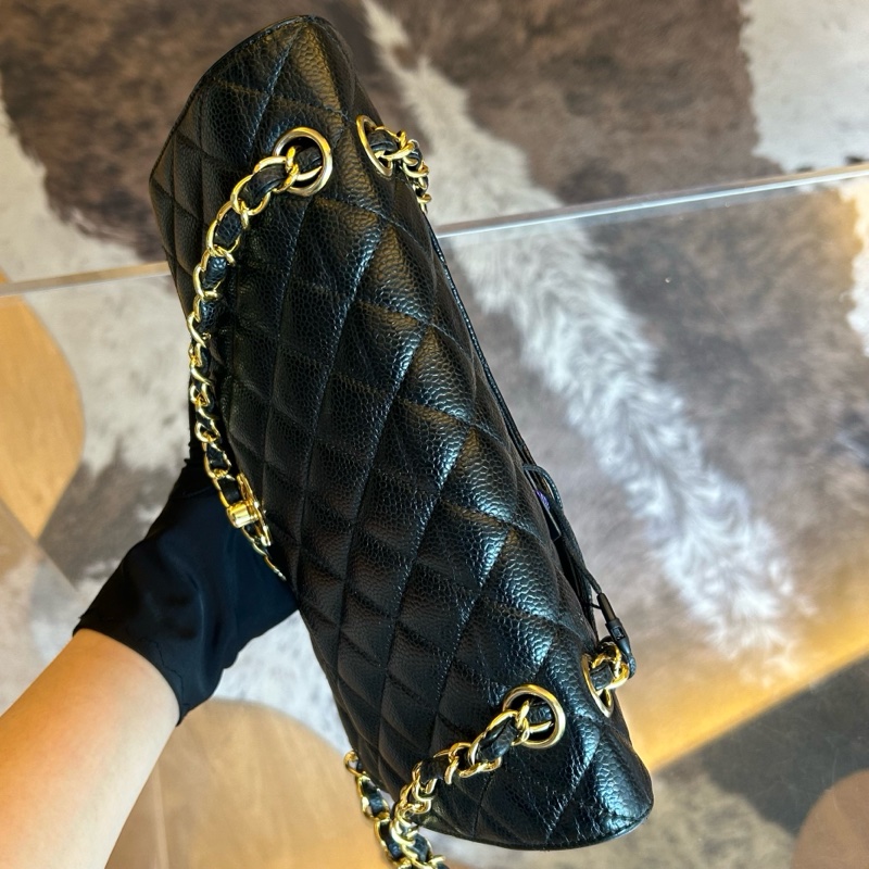 Chanel 香奈兒魚子醬黑金菱格紋雙蓋cf鏈條包-2