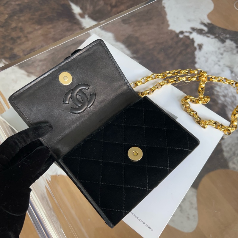 Chanel 香奈兒黑金絲絨雕花鏈條包-2