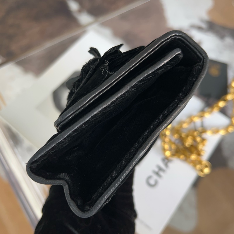 Chanel 香奈兒黑金絲絨雕花鏈條包-4
