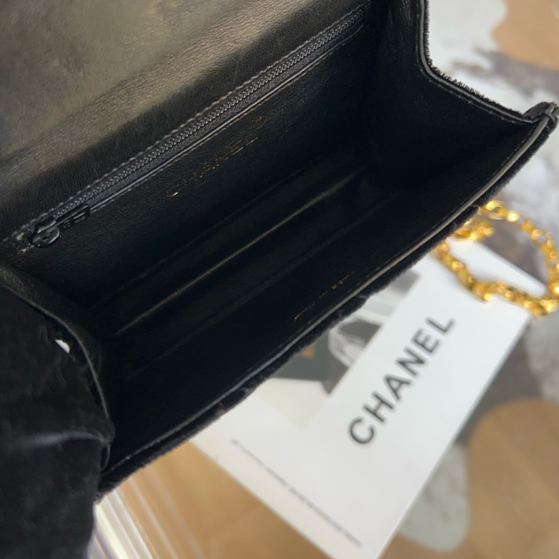 Chanel 香奈兒黑金絲絨雕花鏈條包-9