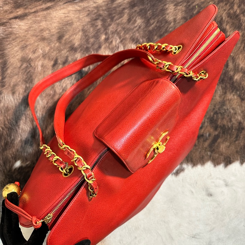 Chanel 香奈兒魚子醬大雙c金球貝嫂機場托特包帶卡-4