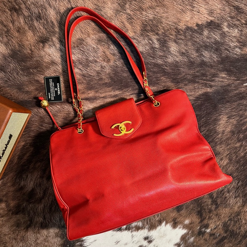 Chanel 香奈兒魚子醬大雙c金球貝嫂機場托特包帶卡-8