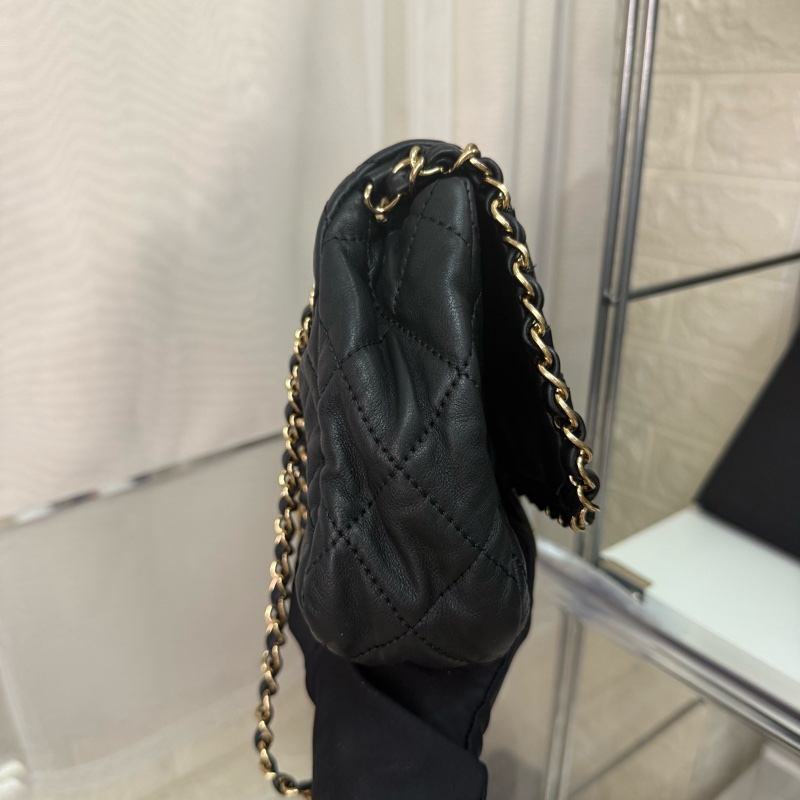 Chanel 香奈兒黑金滾邊鏈條菱格紋雙C logo 鏈條包-2
