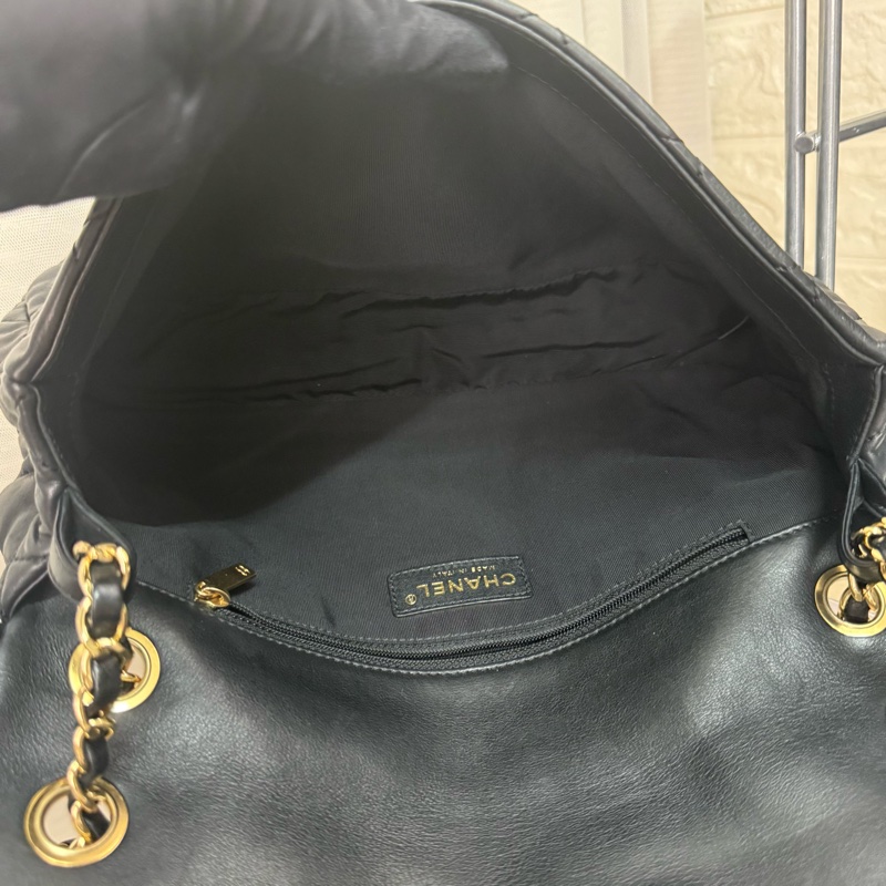 Chanel 香奈兒黑金滾邊鏈條菱格紋雙C logo 鏈條包-5