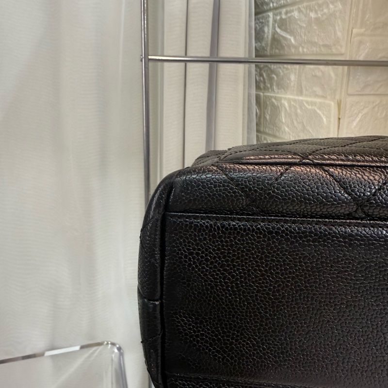 Chanel 香奈兒魚子醬黑金菱格紋雙c扣凱莉晚宴包-9