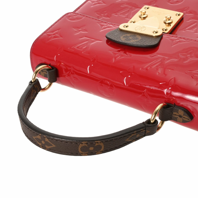 路易威登 Monogram Vernis Spring Street PM 兩用猩紅色 M90505 女士手提包，A級，二手，Ginzo-3