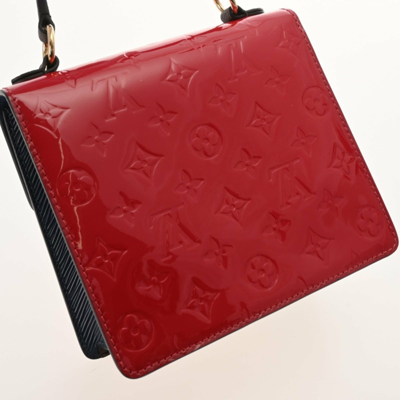 路易威登 Monogram Vernis Spring Street PM 兩用猩紅色 M90505 女士手提包，A級，二手，Ginzo-8