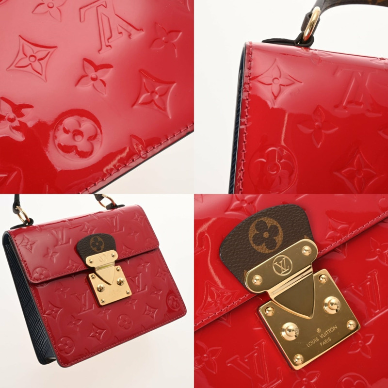 路易威登 Monogram Vernis Spring Street PM 兩用猩紅色 M90505 女士手提包，A級，二手，Ginzo-9