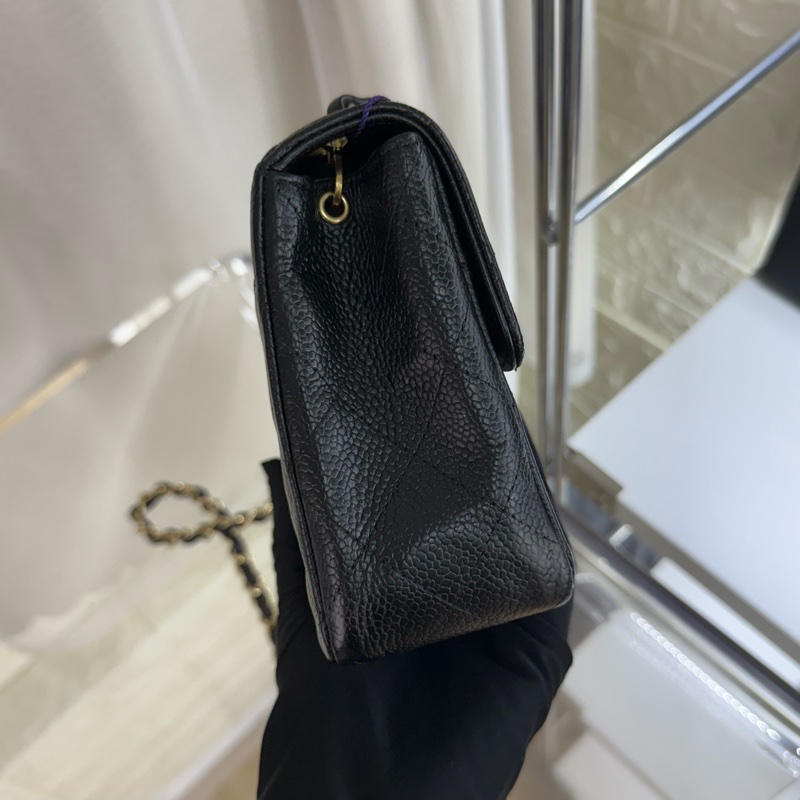 Chanel 香奈兒黑金魚子醬雙c菱格紋鏈條方胖子-6