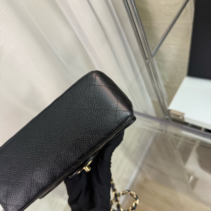 Chanel 香奈兒黑金魚子醬雙c菱格紋鏈條方胖子-11