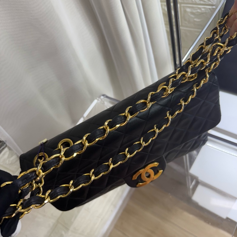 Chanel 香奈兒黑金菱格紋貝嫂鏈條包-10